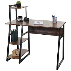 Mendler Bureau avec étagère HWC-K68 certifié MVG 100x50cm, métal MDF ~ brun