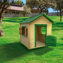 Maisonnette en Bois pour Enfants Robincool Kela 138x116x132 cm 1,6 m² Porte Battante, Fenêtres et Étage