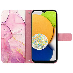 Etui en PU motif de marbre avec support pour votre Samsung Galaxy S23 Ultra - Rose/violet/or ls001