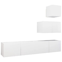 Maison Chic Ensemble de meubles TV 4 pcs | Banc TV Moderne pour salon | Meuble de Rangement - Blanc Aggloméré -MN10720