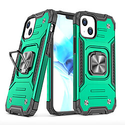 Coque en TPU antichoc, hybride avec béquille à anneau pour voiture vert foncé pour votre Apple iPhone 13 6.1 pouces