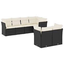 vidaXL Salon de jardin 7 pcs avec coussins noir résine tressée