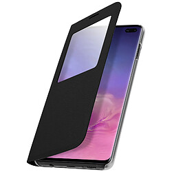 Avizar Housse Fenêtre Galaxy S10 Plus Étui Clapet Coque Polycarbonate Rigide - noir