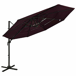 Maison Chic Parasol Jardin | Parasol à 4 niveaux avec mat en aluminium Bordeaux 3x3 m - GKD83226