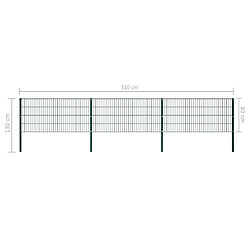 Acheter vidaXL Panneau de clôture avec poteaux Fer 5,1 x 0,8 m Vert