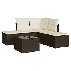 vidaXL Salon de jardin avec coussins 6 pcs marron résine tressée