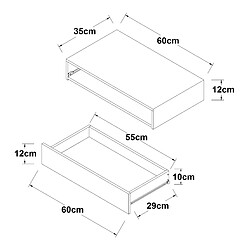 Helloshop26 Étagère murale avec tiroir intégré kärsämäki 60 x 35 x 12 cm blanc 03_0007014