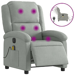 vidaXL Fauteuil inclinable électrique de massage gris clair velours