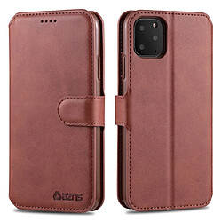 Wewoo Coque Pour iPhone 11 Pro AZNS Texture de mollet Etui en cuir avec rabat magnétique PU support logements cartes et cadre photo Marron