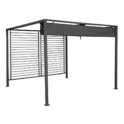 Pegane Pergola de jardin en acier et polyester coloris gris - Longueur 300 x largeur 300 x hauteur 230 cm