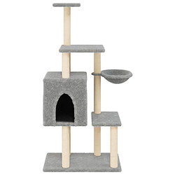 Helloshop26 Arbre à chat meuble tour grimper jouet grattage grattoir escalade plateforme avec griffoirs en sisal clair 131 cm gris 02_0022560