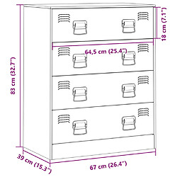 vidaXL Buffet anthracite 67x39x83 cm acier pas cher