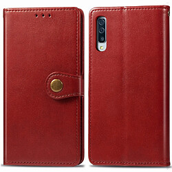 Wewoo Housse Coque Pour Galaxy A90 5G Rétro solide en cuir de couleur Boucle Etui de protection téléphone portable avec cadre photo et fente carte et porte-monnaie et support Rouge