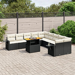 Maison Chic Salon de jardin 11 pcs avec coussins, Ensemble Tables et chaises d'extérieur noir résine tressée -GKD536049