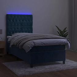 Acheter Maison Chic Lit adulte- Lit + matelas + LED,Sommier à lattes de lit matelas et LED Bleu foncé 100x200 cm -GKD92401