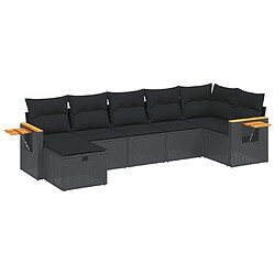 Maison Chic Ensemble Tables et chaises d'extérieur 7pcs avec coussins,Salon de jardin noir résine tressée -GKD428325