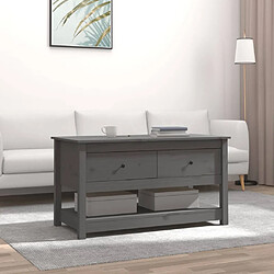 vidaXL Table basse Gris 102x49x55 cm Bois massif de pin