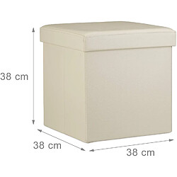 Helloshop26 Tabouret pouf banquette pliant meuble de rangement stable synthétique 38 cm beige 13_0002806_4