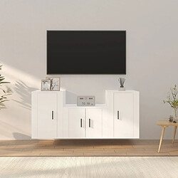 Maison Chic Ensemble de meubles TV 3 pcs pour salon - Blanc Bois d'ingénierie -MN91665