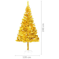 vidaXL Arbre de Noël artificiel pré-éclairé et boules doré 240 cm PET pas cher