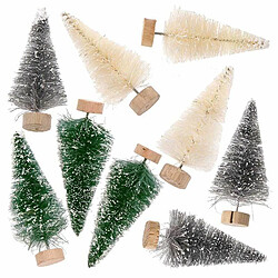 Rico 9 petits sapins de Noël décoratifs 7 cm - vert-gris-blanc