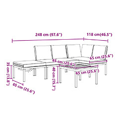 vidaXL Salon de jardin 4 pcs avec coussins noir aluminium pas cher