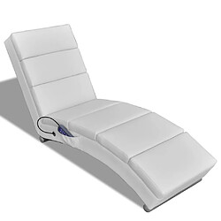 Maison Chic Chaise longue de massage| Bain de soleil Relax | Transat Blanc Similicuir -GKD96519