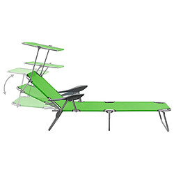 Avis Maison Chic Chaise longue avec auvent | Bain de soleil Relax | Transat acier vert -GKD62250