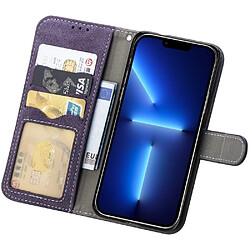 Etui en PU texture rétro avec support et porte-carte pour votre iPhone 13 Pro Max 6.7 pouces - violet