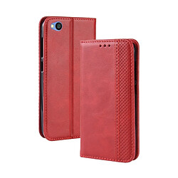 Wewoo Housse Coque Étui en cuir à boucle magnétique avec texture rétro et pour Xiaomi Redmi Go, support emplacements pour cartes porte-monnaie (rouge)