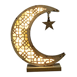 En bois Artisanat Décor L'islam Eid Mubarak Partie Fournitures Nuit Lumière LED Lumières Lampe Lune Étoiles Ornement