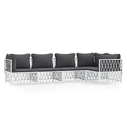 Maison Chic Salon de jardin 5 pcs avec coussins - Table et chaises d'extérieur - Mobilier/Meubles de jardin Moderne blanc acier -MN18777