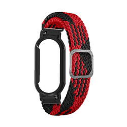 Bracelet en nylon élastique, 3 en 1, tressé pour votre Xiaomi Mi Band 7/7 NFC - Black rouge/noir