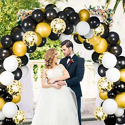 Euro Mega Arche Ballon Noir Or Guirlande Ballon Anniversaire Noir Or Blanc Ballons pour Mariage Saint Valentin Fête Décoration Anniversaire