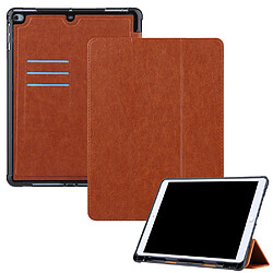 Etui en PU avec support tripliure et porte-stylo marron pour votre Apple iPad 9.7 pouces (2018)/(2017)/Air 2/Air (2013)