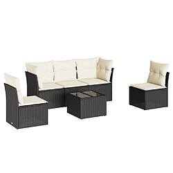 Maison Chic Salon de jardin 6 pcs avec coussins | Ensemble de Table et chaises | Mobilier d'Extérieur noir résine tressée -GKD56266