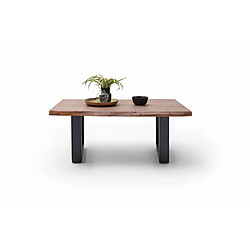 Acheter Inside 75 Table basse CLAREN plateau 110 en acacia teinte noyer piétement U laqué anthracite