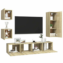 Avis Maison Chic Ensemble de meubles TV 5 pcs | Banc TV Moderne pour salon | Meuble de Rangement - Chêne sonoma Aggloméré -MN58195