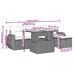 vidaXL Salon de jardin 6 pcs avec coussins noir résine tressée pas cher