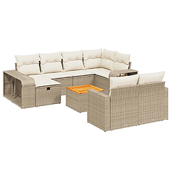 vidaXL Salon de jardin 11 pcs avec coussins beige résine tressée