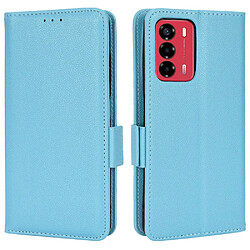 Etui en PU texture litchi avec support, bleu clair pour votre ZTE Blade A72/Blade V40 Vita