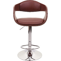 Decoshop26 Tabouret de bar chaise haute design rétro en synthétique marron avec repose-pieds TDB04078