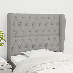 Maison Chic Tête de lit scandinave avec oreilles,meuble de chambre Gris clair 93x23x118/128 cm Tissu -MN70069