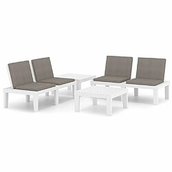 Maison Chic Salon de jardin 4 pcs + coussins - Mobilier/Meubles de jardin - Table et chaises d'extérieur Plastique Blanc -MN79504