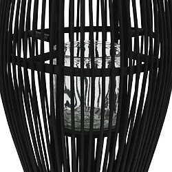 Decoshop26 Bougeoir suspendu ou sur pied porte-bougie bambou noir décoration extérieur hauteur 60cm DEC020007