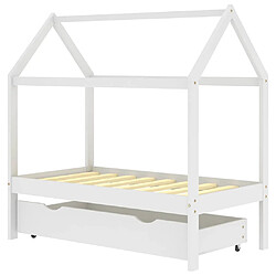 vidaXL Cadre de lit d'enfant avec un tiroir Blanc Pin massif 70x140 cm