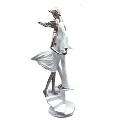 Avis Statuette décorative design " Couple romantique escaliers " blanc et argent