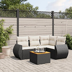 Maison Chic Ensemble de 5 Tables et chaises d'extérieur avec coussins,Salon de jardin noir résine tressée -GKD525169