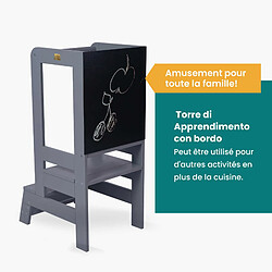 Acheter MeowBaby® Tour d’Apprentissage en Bois Montessori Kitchen Helper, Bleu avec Table Au Noir