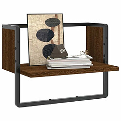 Avis Maison Chic Étagère murale flottante,Etagère de rangement avec barre chêne marron 40x25x30 cm -MN13030